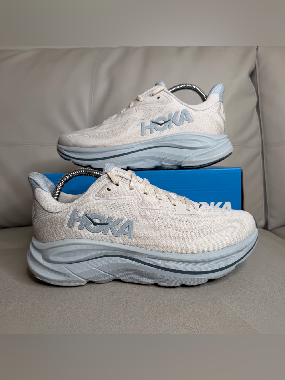 Hoka Clifton 10 Women Size 9.5 Grout Mineral Blue Athletic Running Shoes